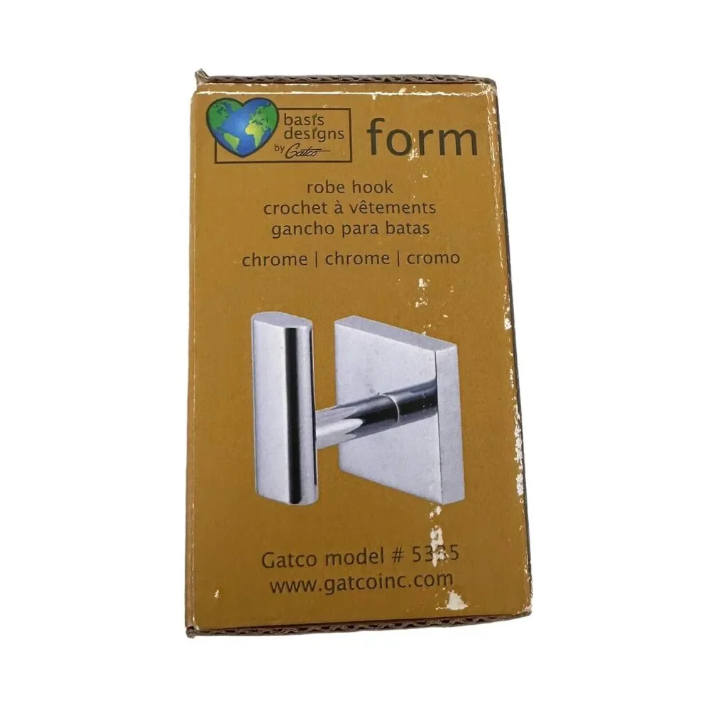 Gatco Basic Designs Form Robe Hook New In Box Model #5335 Silver Modern Simple